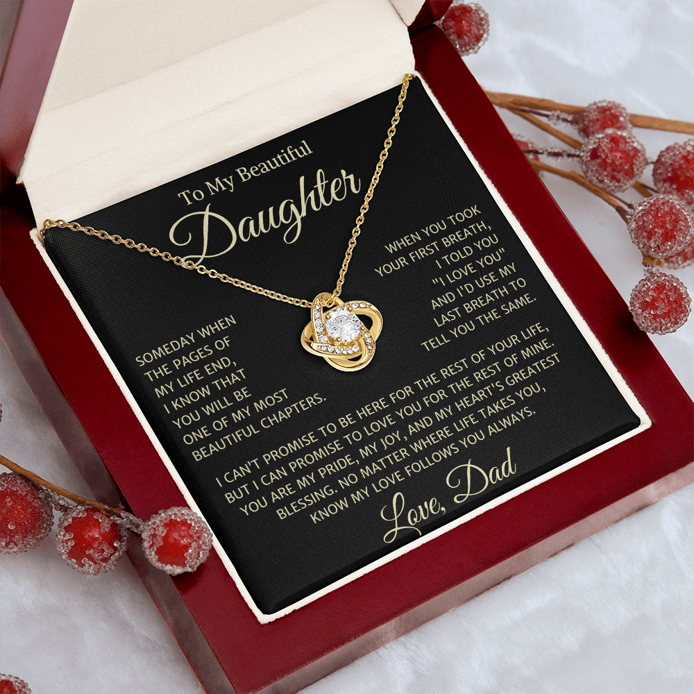 Daughter Love Dad "Your First Breath" Gold | Love Knot Necklace