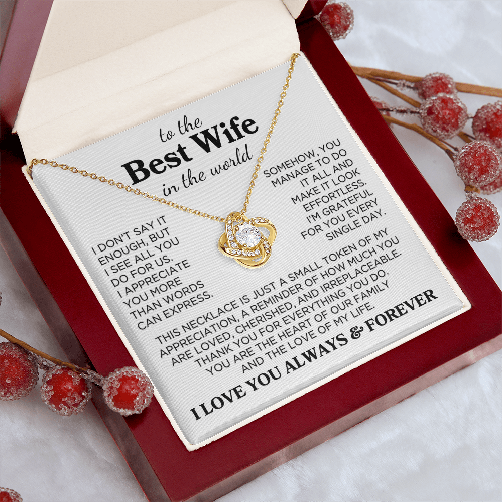 Wife "Best Wife In The World" | Love Knot Necklace