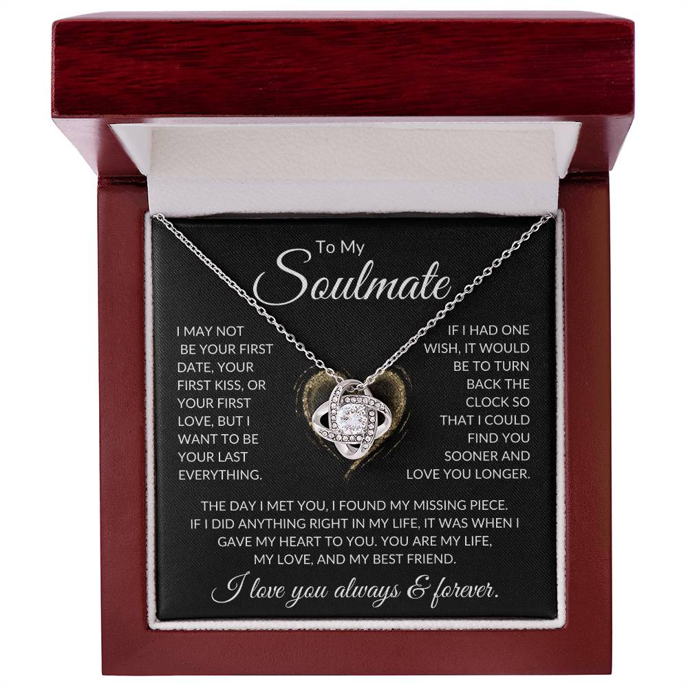 Soulmate "Missing Piece" | Love Knot Necklace - 14K White Gold Finish / Luxury Box with LED Light Shoptopia Jewelry