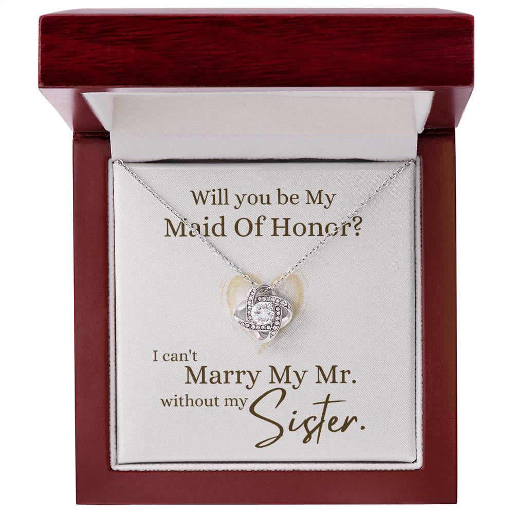 Maid of Honor "Marry My Mr" | Love Knot Necklace - 14K White Gold Finish / Luxury Box Shoptopia Jewelry