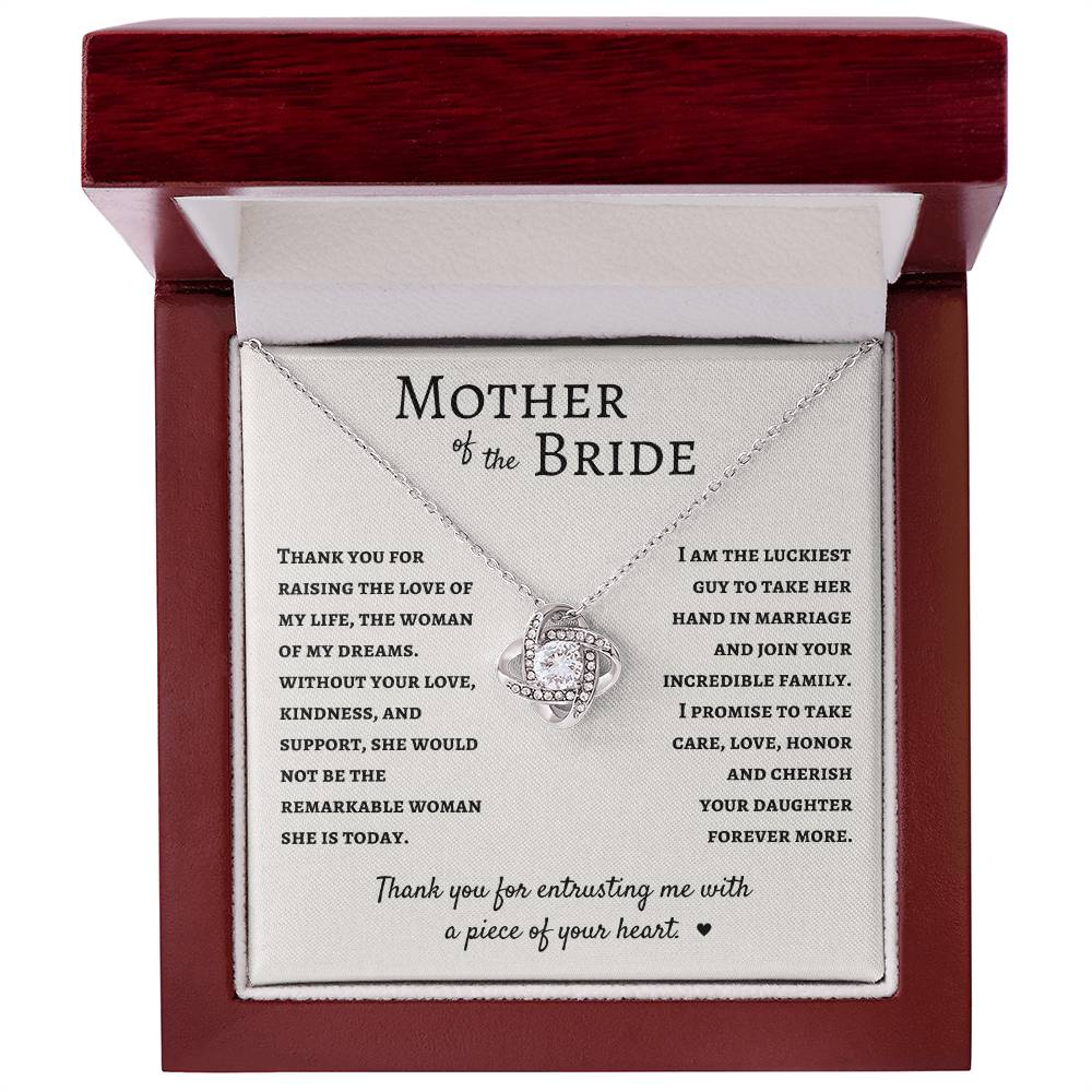 Mother Of the Bride | Love Knot Necklace - 14K White Gold Finish / Luxury Box Shoptopia Jewelry