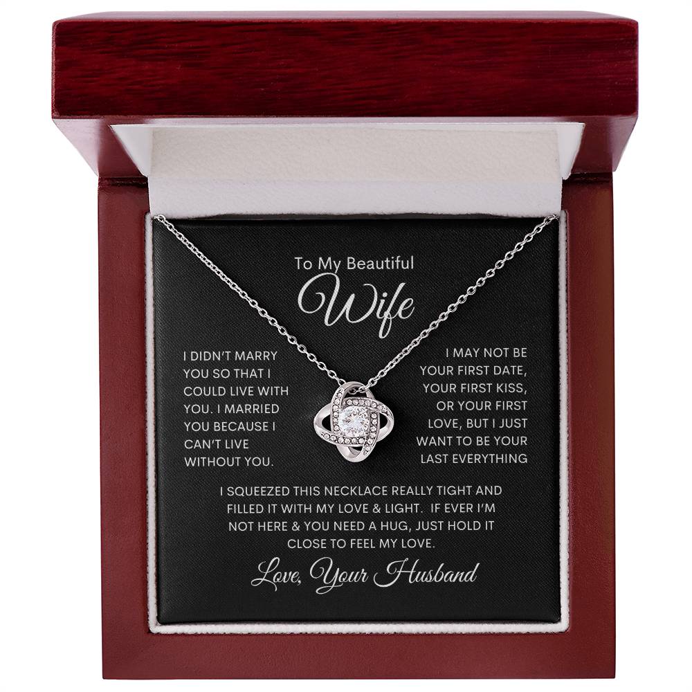 To My Beautiful Wife | Love Knot Necklace - 14K White Gold Finish / Luxury Box Shoptopia Jewelry