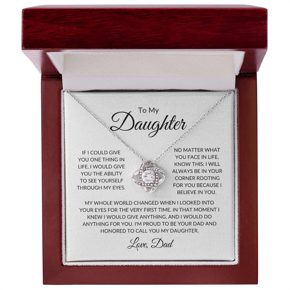 To My Daughter Love Dad | Love Knot Necklace - 14K White Gold Finish / Luxury Box Shoptopia Jewelry