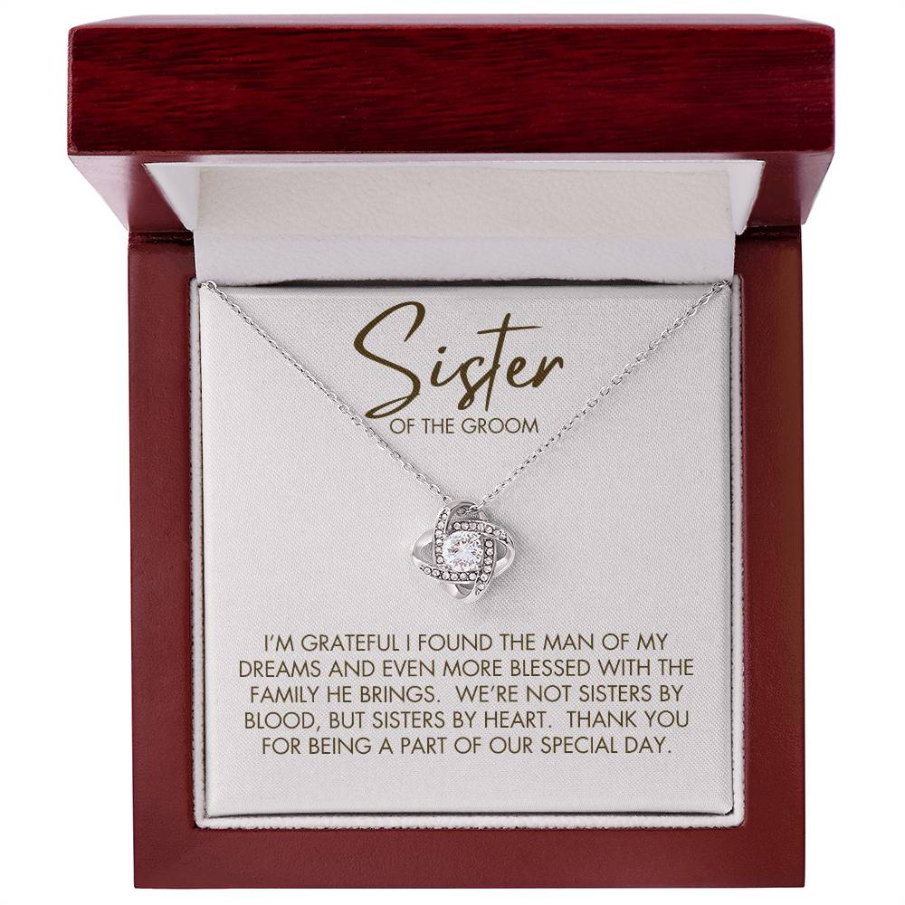 Sister of the Groom | Love Knot Necklace - 14K White Gold Finish / Luxury Box Shoptopia Jewelry