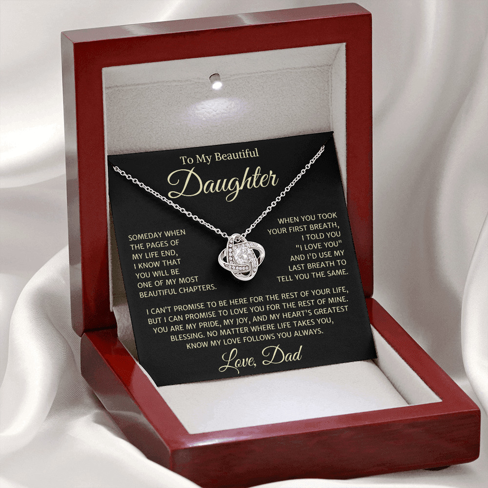 Daughter Love Dad "Your First Breath" Gold | Love Knot Necklace