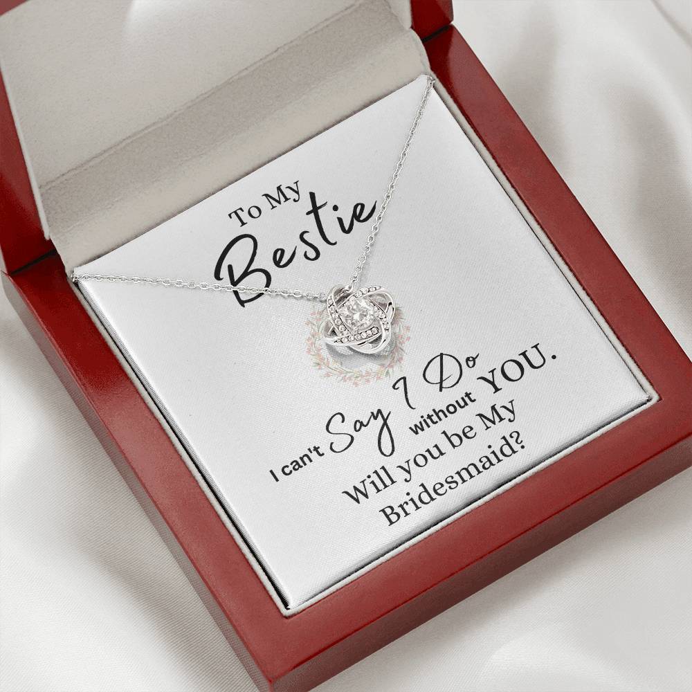 To My Bestie Be My Bridesmaid | Love Knot Necklace - 14K White Gold Finish / Luxury Box Shoptopia Jewelry