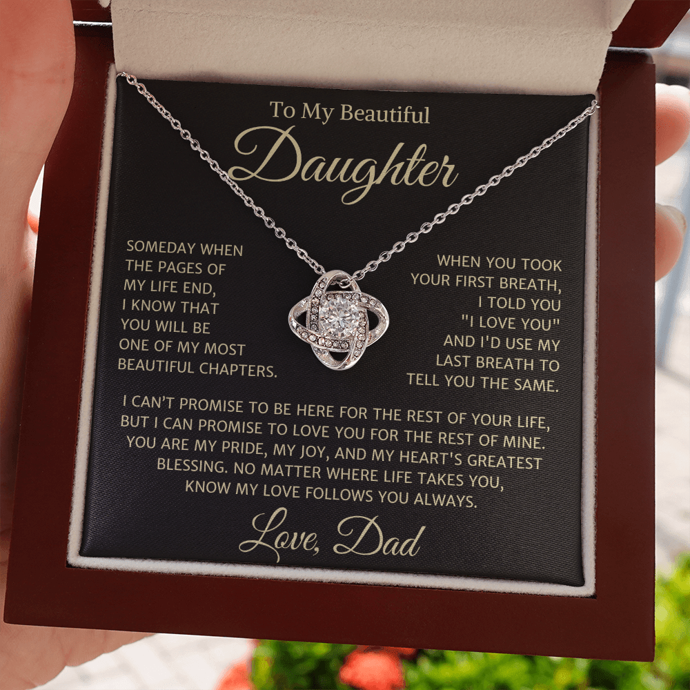 Daughter Love Dad "Your First Breath" Gold | Love Knot Necklace