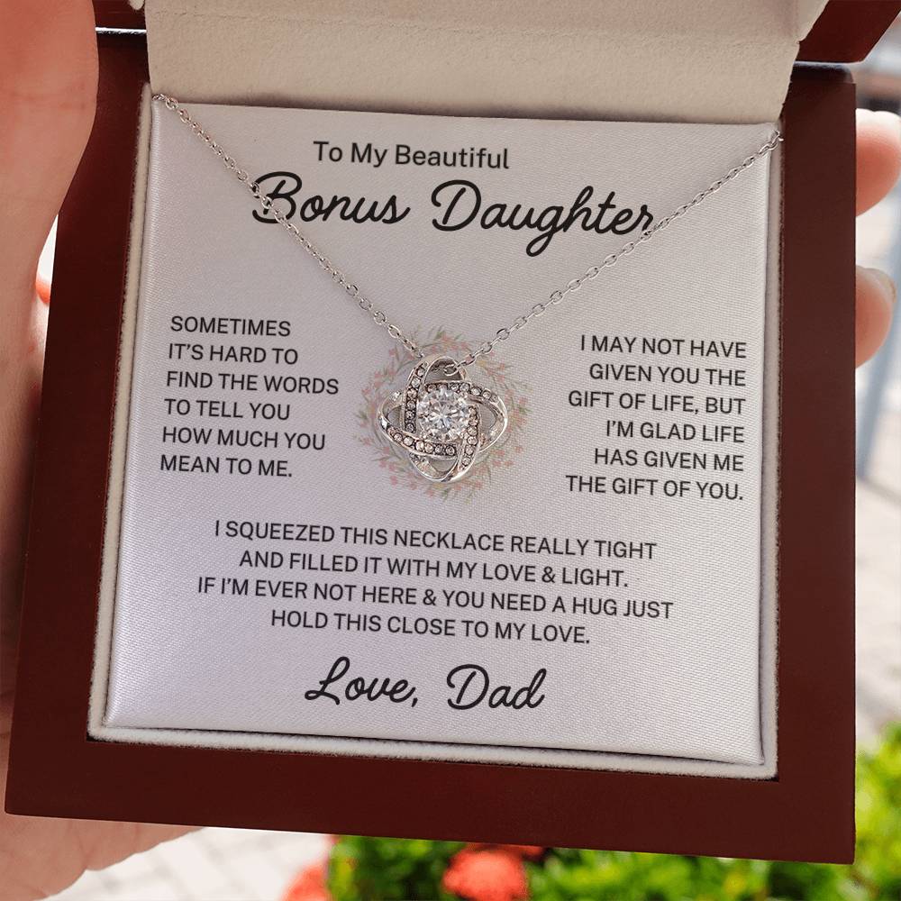 Bonus Daughter Love Dad "Hold This Close" | Love Knot Necklace