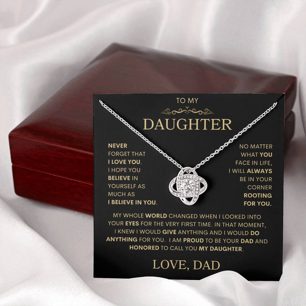 Daughter Love Dad "My Whole World Changed" | Love Knot Necklace