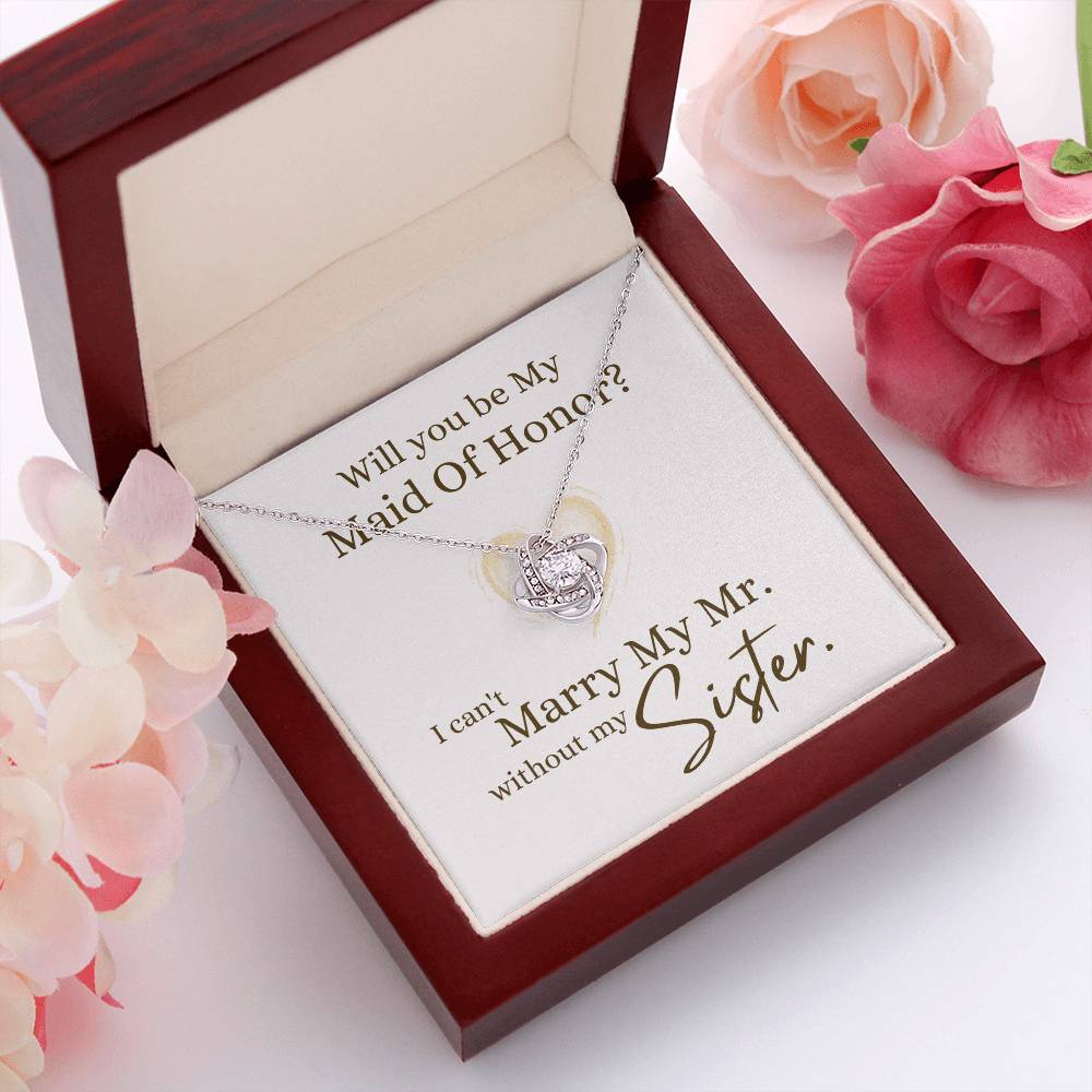 Maid of Honor "Marry My Mr" | Love Knot Necklace - Shoptopia Jewelry