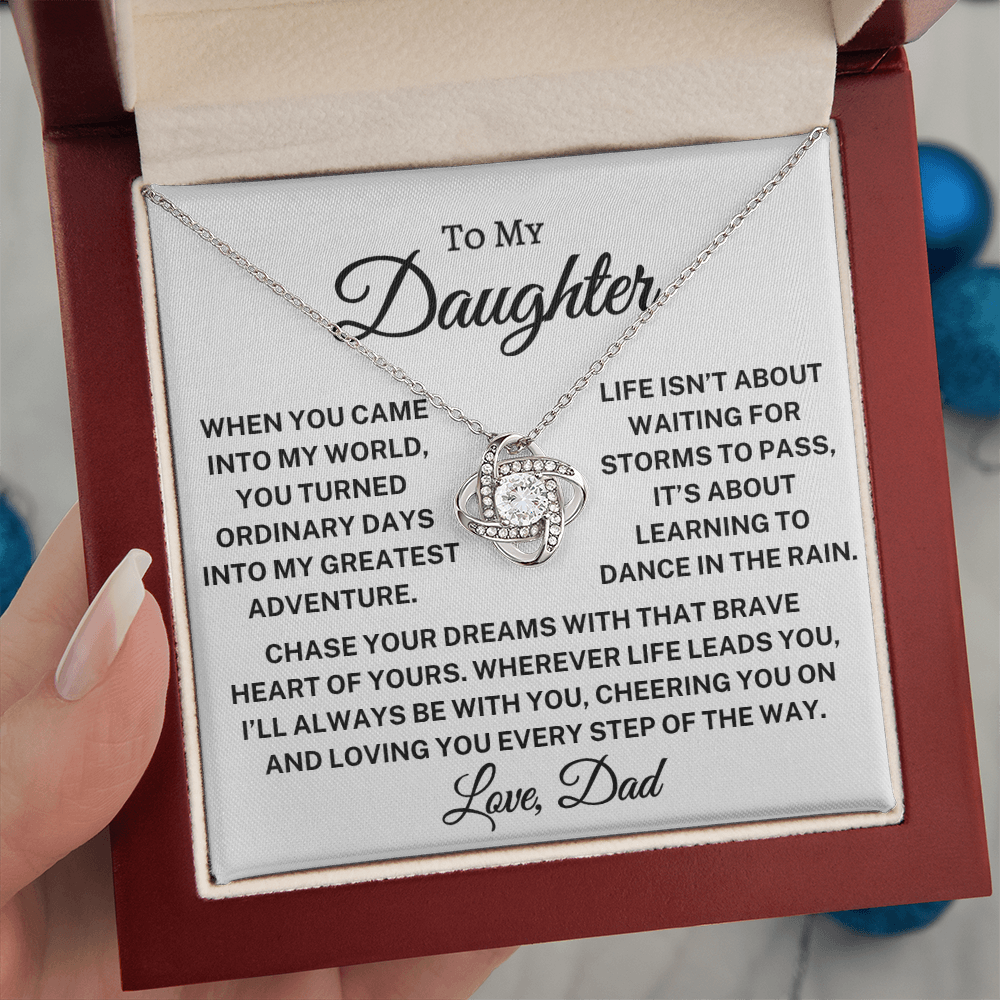 Gift for Daughter Love Dad "Greatest Adventure" | Love Knot Necklace