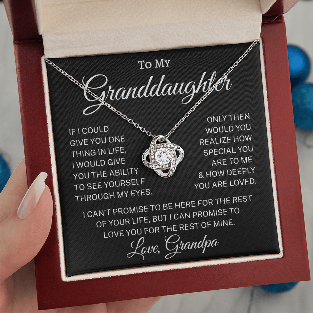 Gift for Granddaughter From Grandpa "How Deeply You Are Loved" | Love Knot Necklace