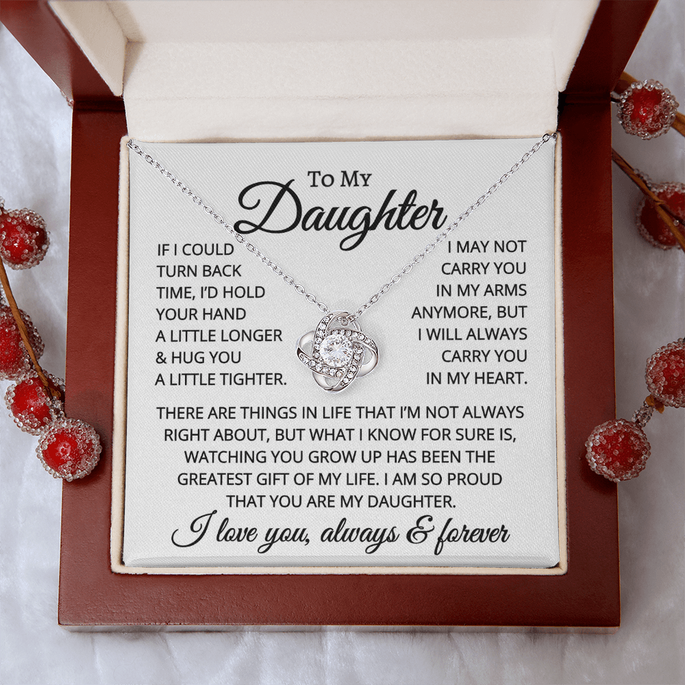 Gift for Daughter "Hug You A Little Tighter" | Love Knot Necklace