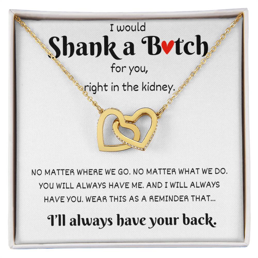 Best Friend "Have your back" | Interlocking Hearts Necklace - 18K Yellow Gold Finish / Standard Box Shoptopia Jewelry