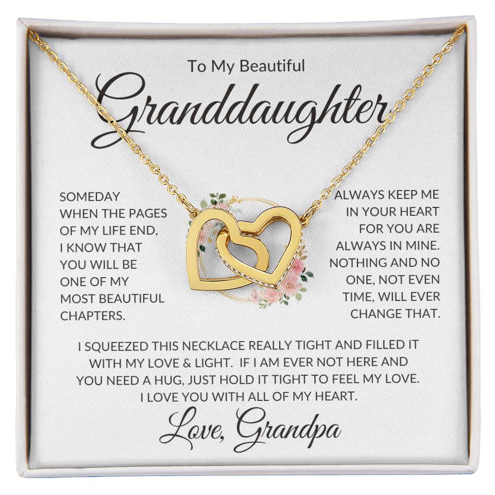 Granddaughter Love Grandpa "Most Beautiful Chapters" | Interlocking Hearts Necklace