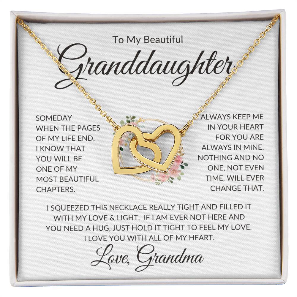 Granddaughter Love Grandma "Most Beautiful Chapters" | Interlocking Hearts Necklace