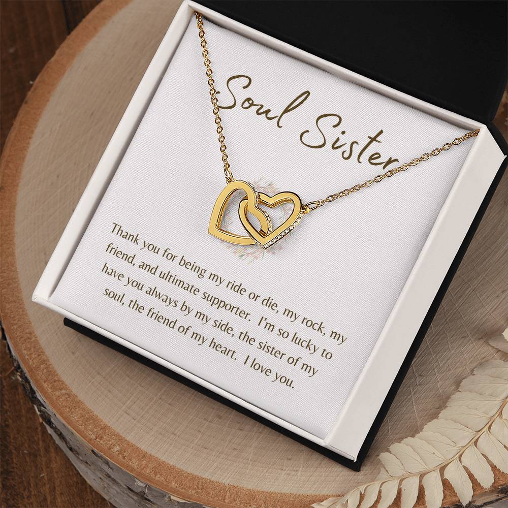 Soul Sister "Sister of My Soul" | Interlocking Hearts Necklace
