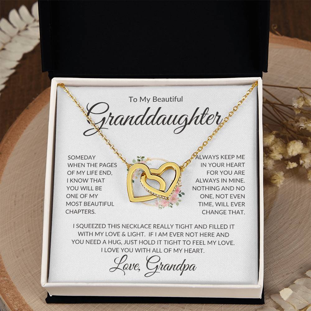 Granddaughter Love Grandpa "Most Beautiful Chapters" | Interlocking Hearts Necklace