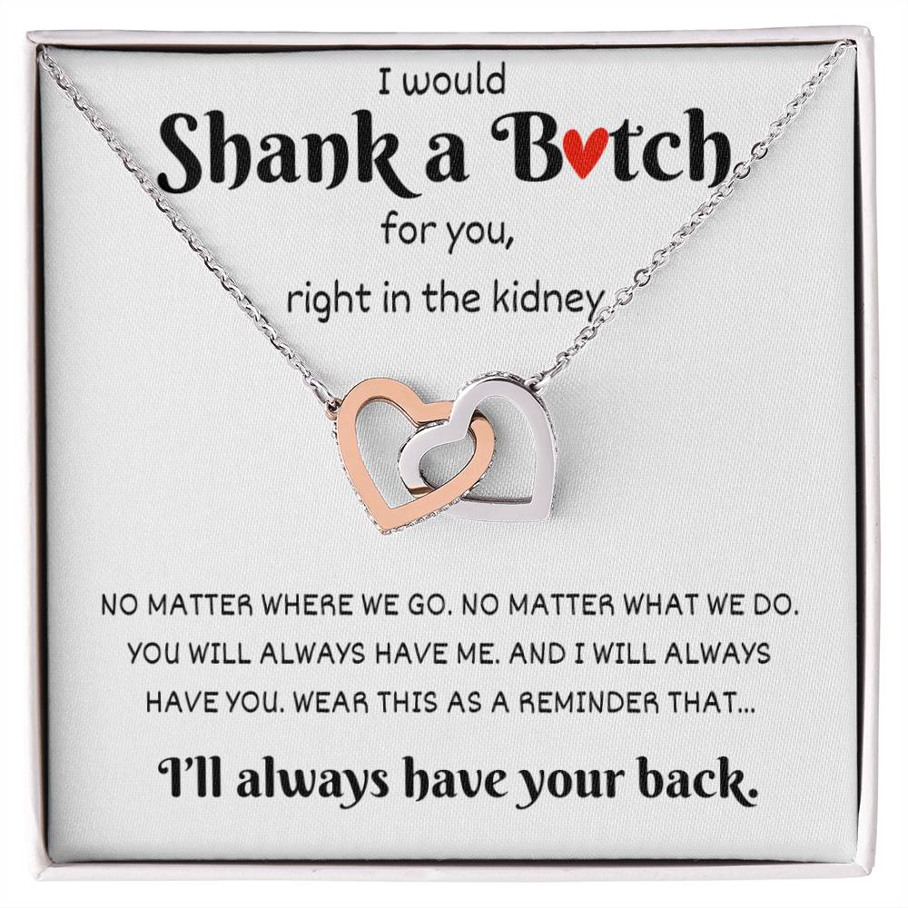 Best Friend "Have your back" | Interlocking Hearts Necklace - Polished Stainless Steel & Rose Gold Finish / Standard Box Shoptopia Jewelry
