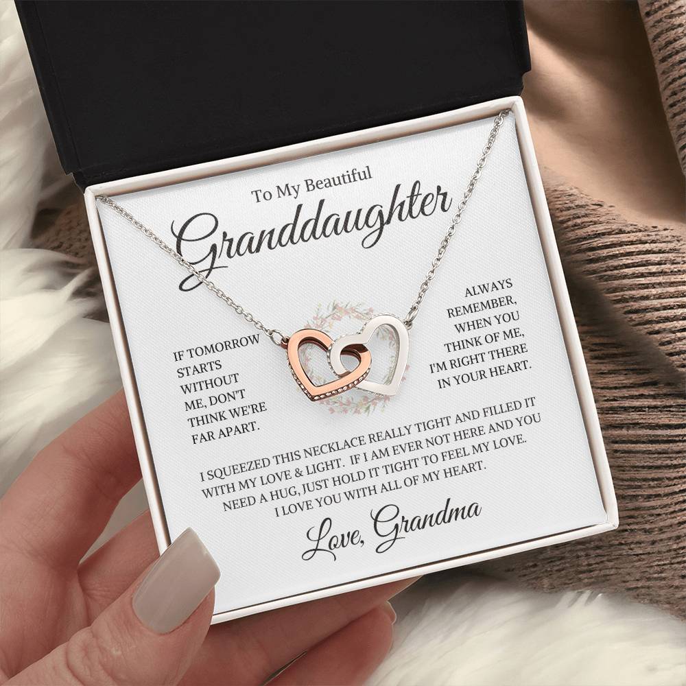 Granddaughter Love Grandma "If Tomorrow Starts Without Me" | Interlocking HeartsNecklace
