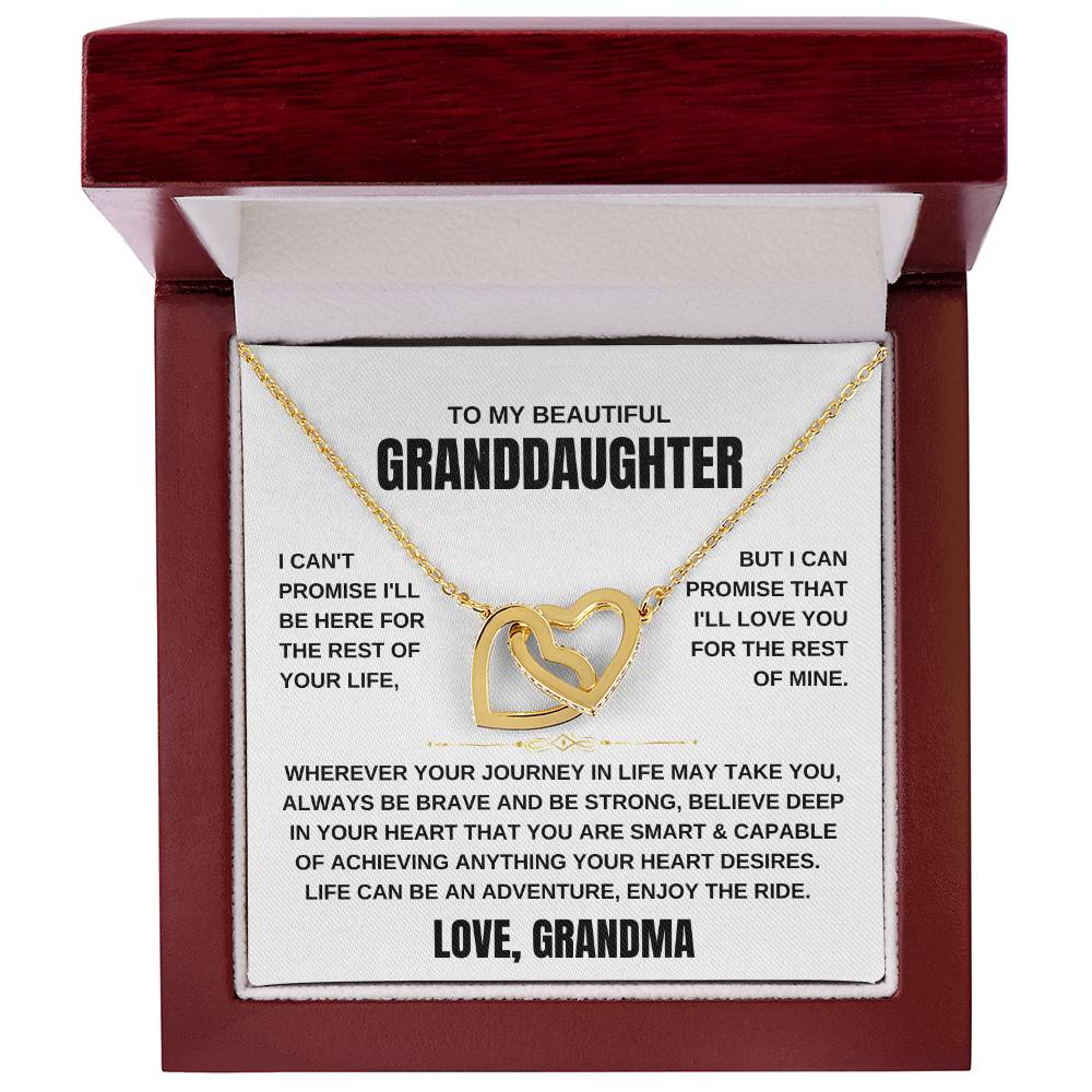 To My Granddaughter Love Grandma | Interlocking Hearts Necklace - 18K Yellow Gold Finish / Luxury Box Shoptopia Jewelry