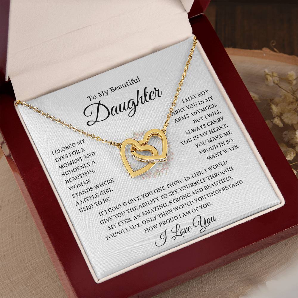 Gift for Daughter "Closed My Eyes" | Interlocking Hearts Necklace
