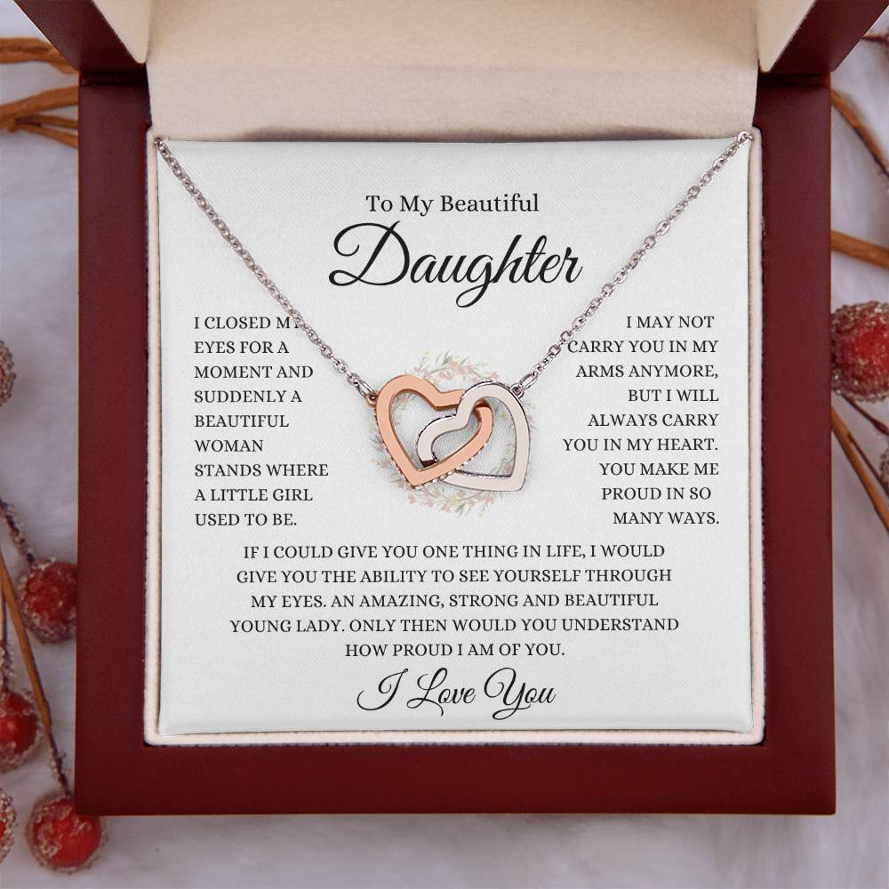 Gift for Daughter "Closed My Eyes" | Interlocking Hearts Necklace