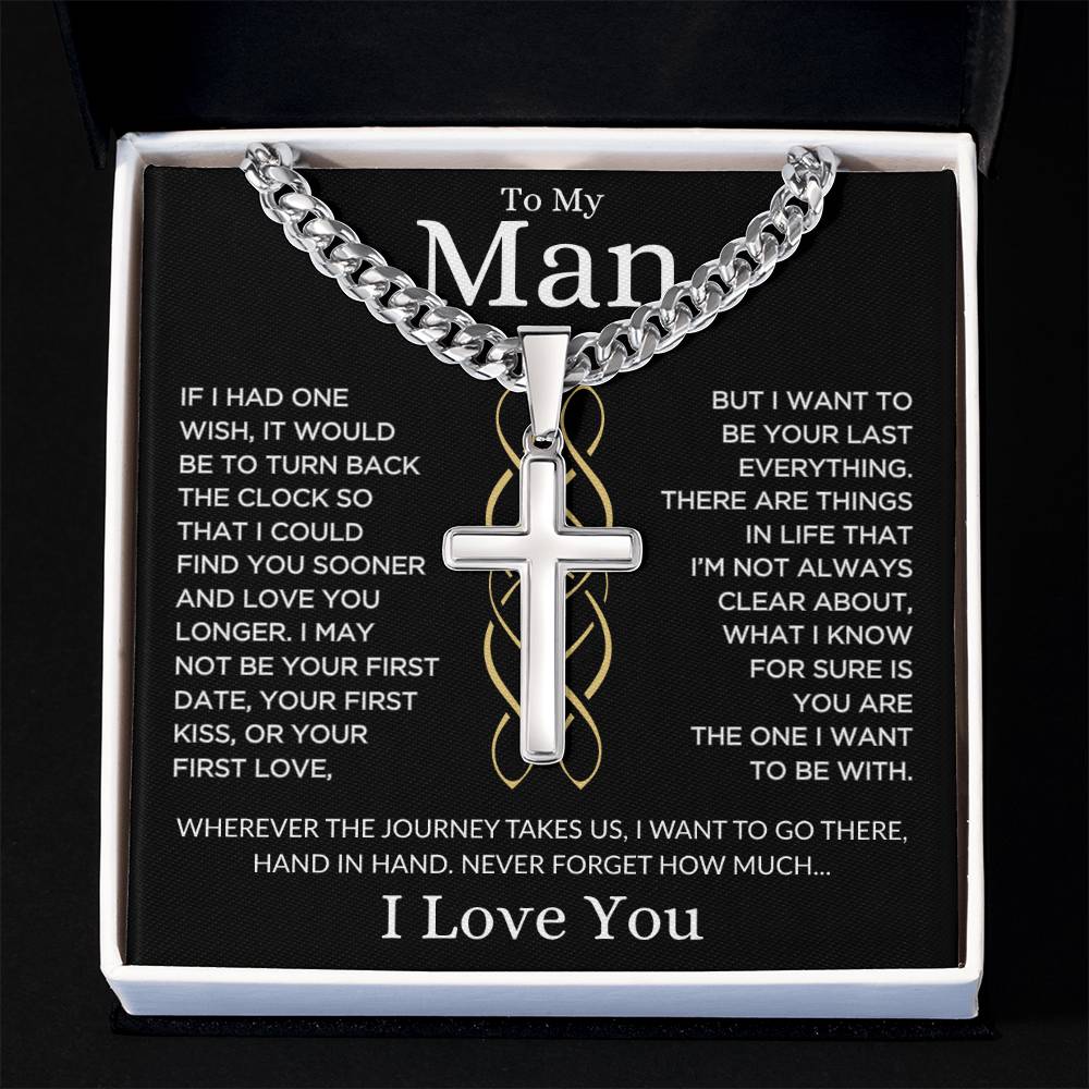Man "Last Everything" | Cuban Chain with Artisan Cross Necklace