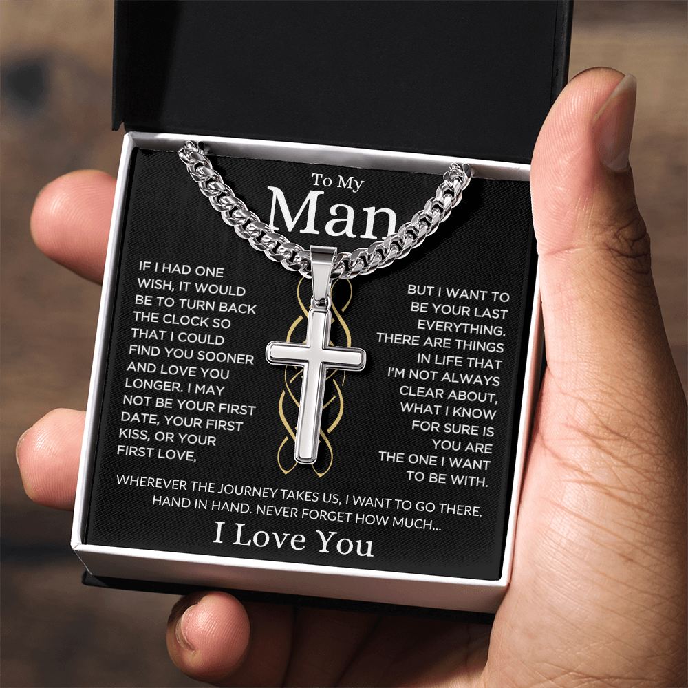 Man "Last Everything" | Cuban Chain with Artisan Cross Necklace