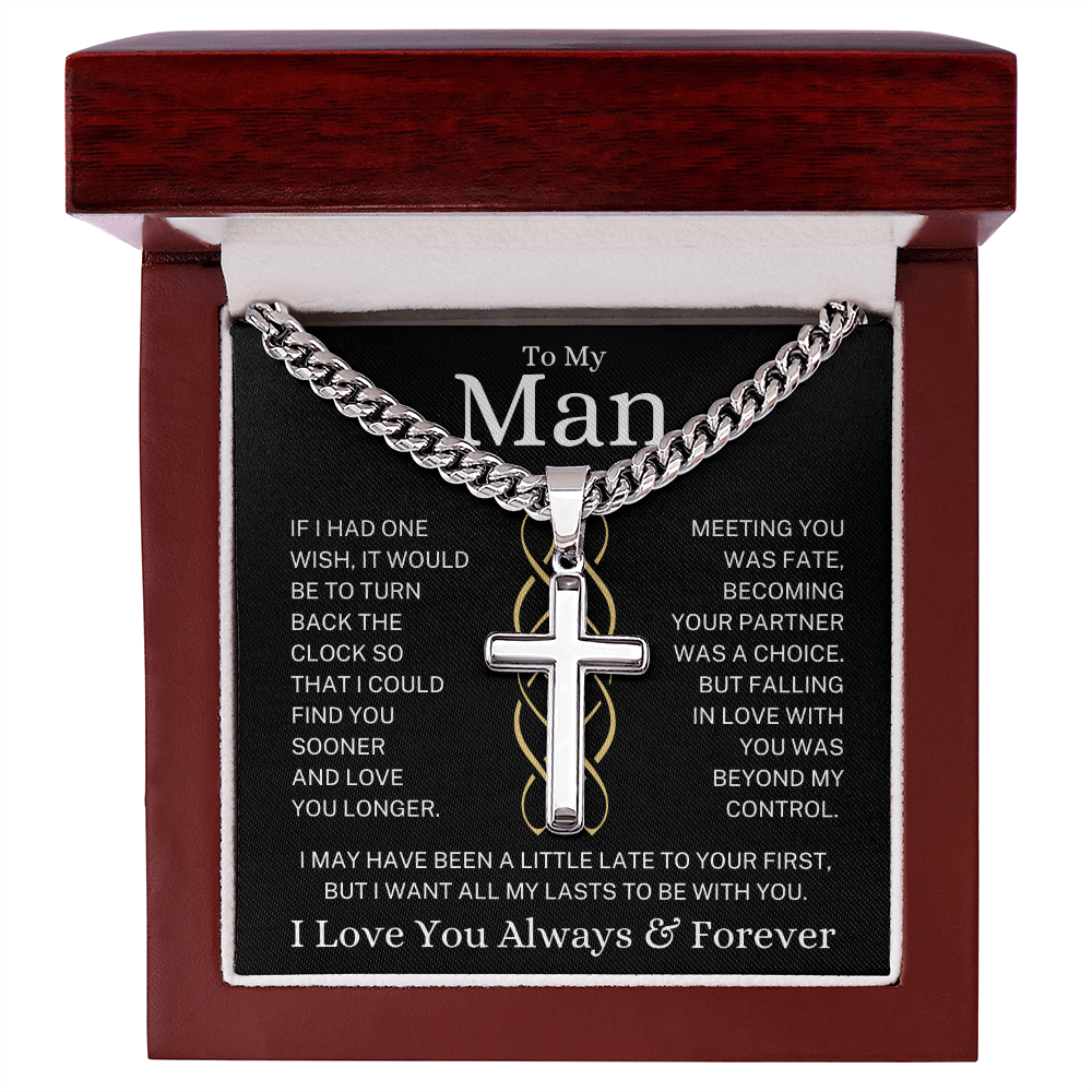 Gift to My Man "All My Lasts" | Cuban Chain with Artisan Cross Necklace