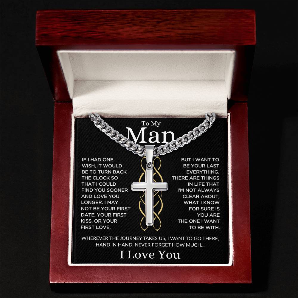 Man "Last Everything" | Cuban Chain with Artisan Cross Necklace