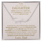 Daughter Love Dad Pink Crown | Signature Style Name Necklace - Polished Stainless Steel / Standard Black & White Box Shoptopia Jewelry