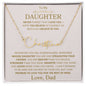 Daughter Love Dad Pink Crown | Signature Style Name Necklace - Gold Finish Over Stainless Steel / Standard Black & White Box Shoptopia Jewelry