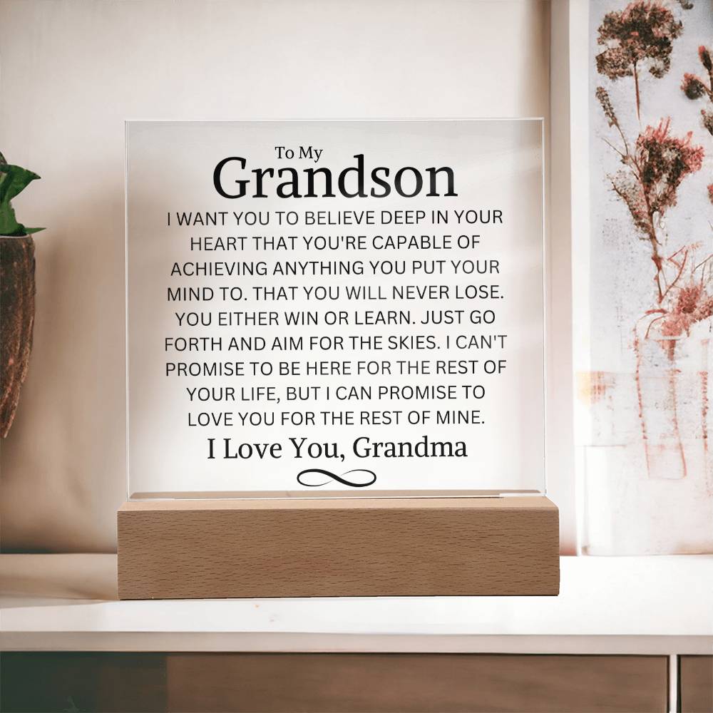 Grandson Love Grandma "You Never Lose" | Acrylic LED Night Light
