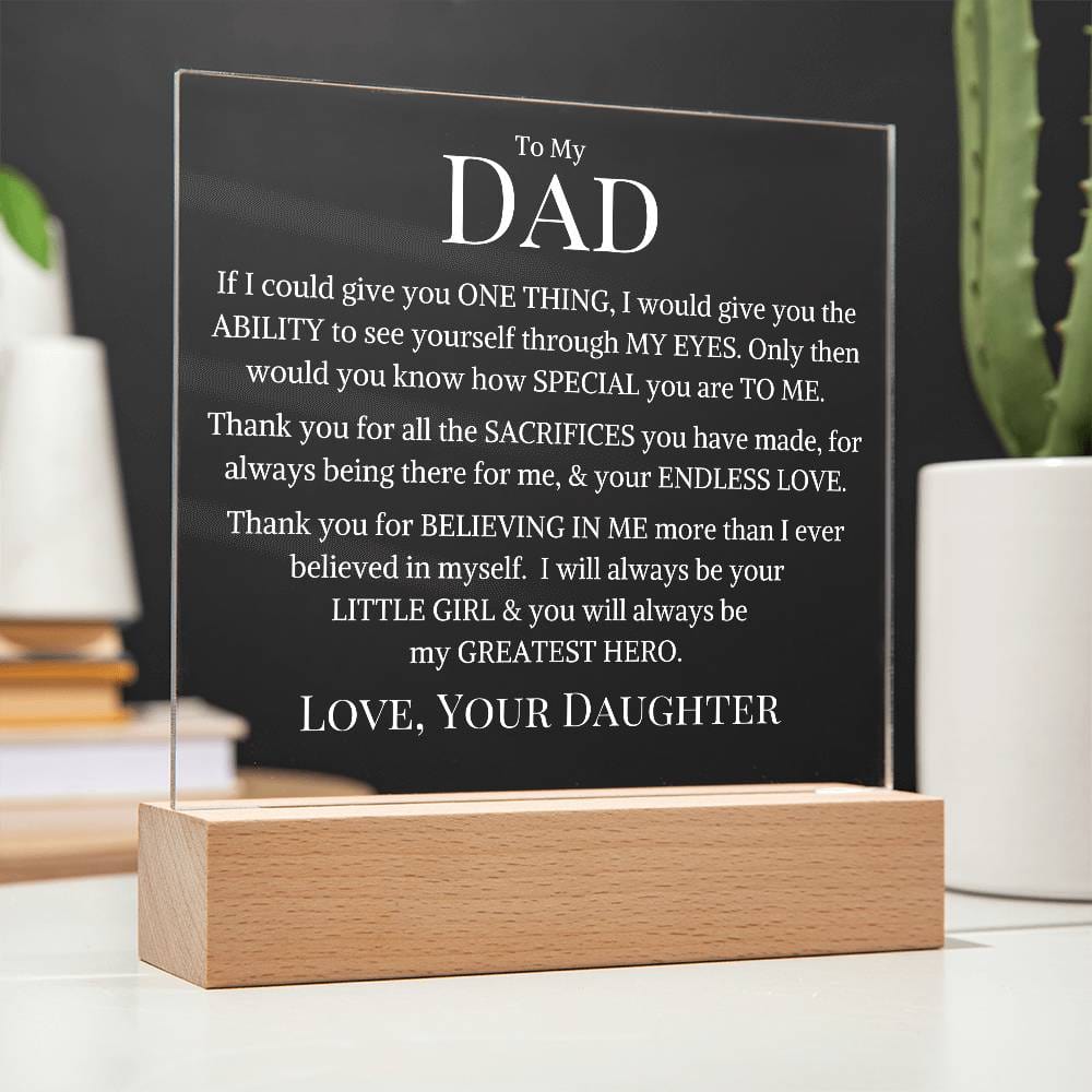Dad Love Daughter "My Greatest Hero" | Acrylic LED Night Light