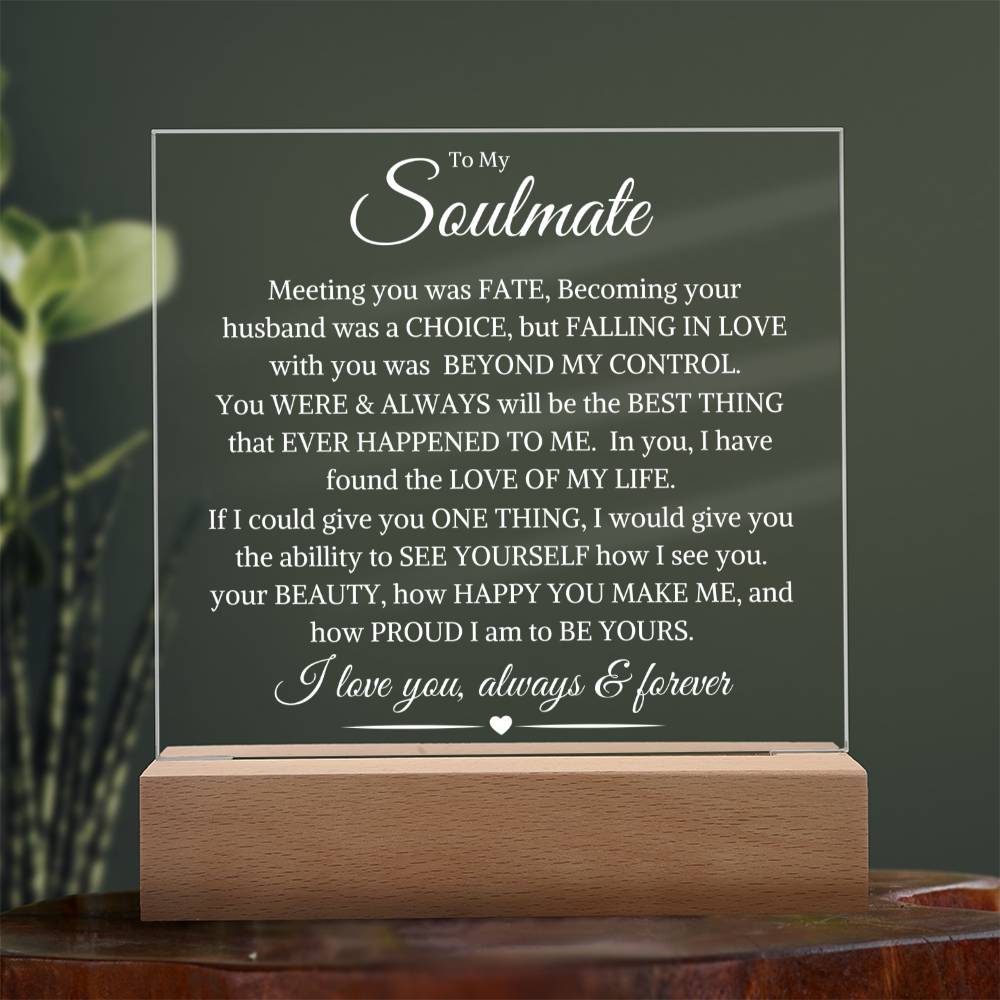 Soulmate "Beyond My Control" From Husband | Square LED Night Light - Shoptopia Jewelry