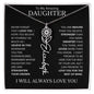 To My Daughter | Flower Name Necklace | Black - Polished Stainless Steel / Standard Box / April Shoptopia Jewelry