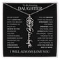 To My Daughter | Flower Name Necklace | Black - Polished Stainless Steel / Standard Box / August Shoptopia Jewelry