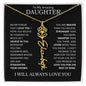 To My Daughter | Flower Name Necklace | Black - 18k Yellow Gold Finish / Standard Box / November Shoptopia Jewelry