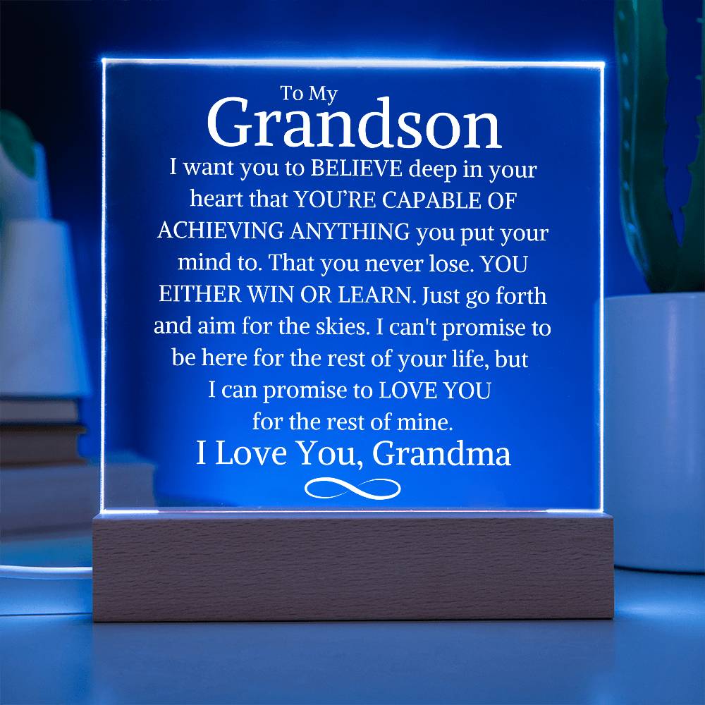 Grandson Love Grandma "You Never Lose" | Acrylic LED Plaque