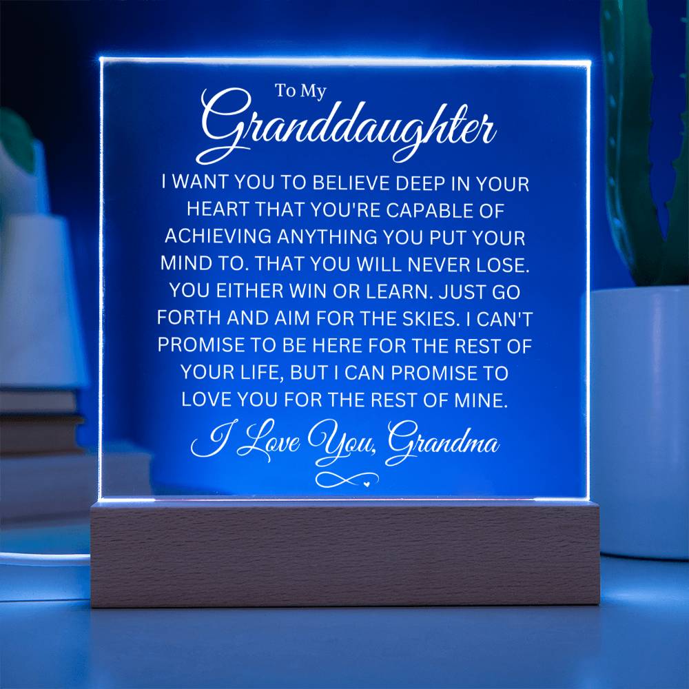 Granddaughter Love Grandma "You Never Lose" | Acrylic LED Night Light