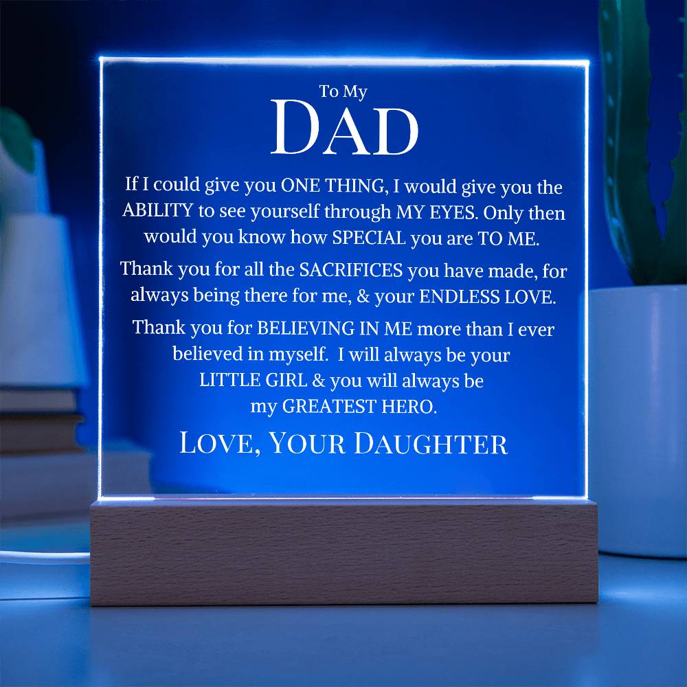Dad Love Daughter "My Greatest Hero" | Acrylic LED Night Light