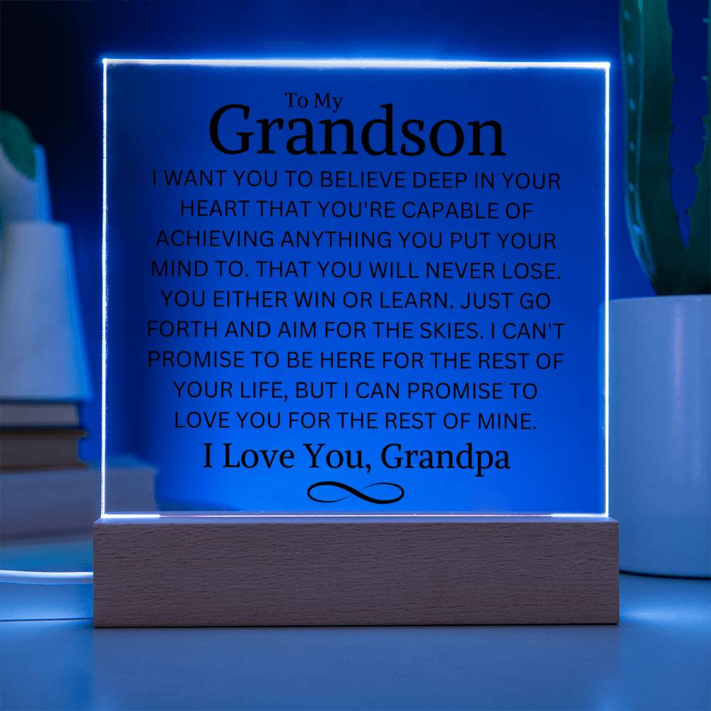Grandson Love Grandpa "You Never Lose" | Acrylic LED Night Light