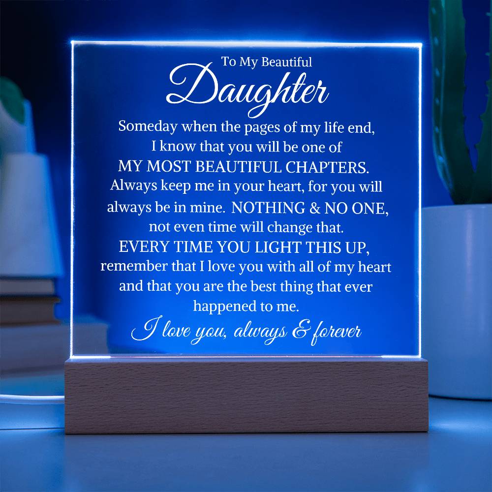 Gift for Daughter "Love You Always and Forever" | Acrylic LED Light Plaque