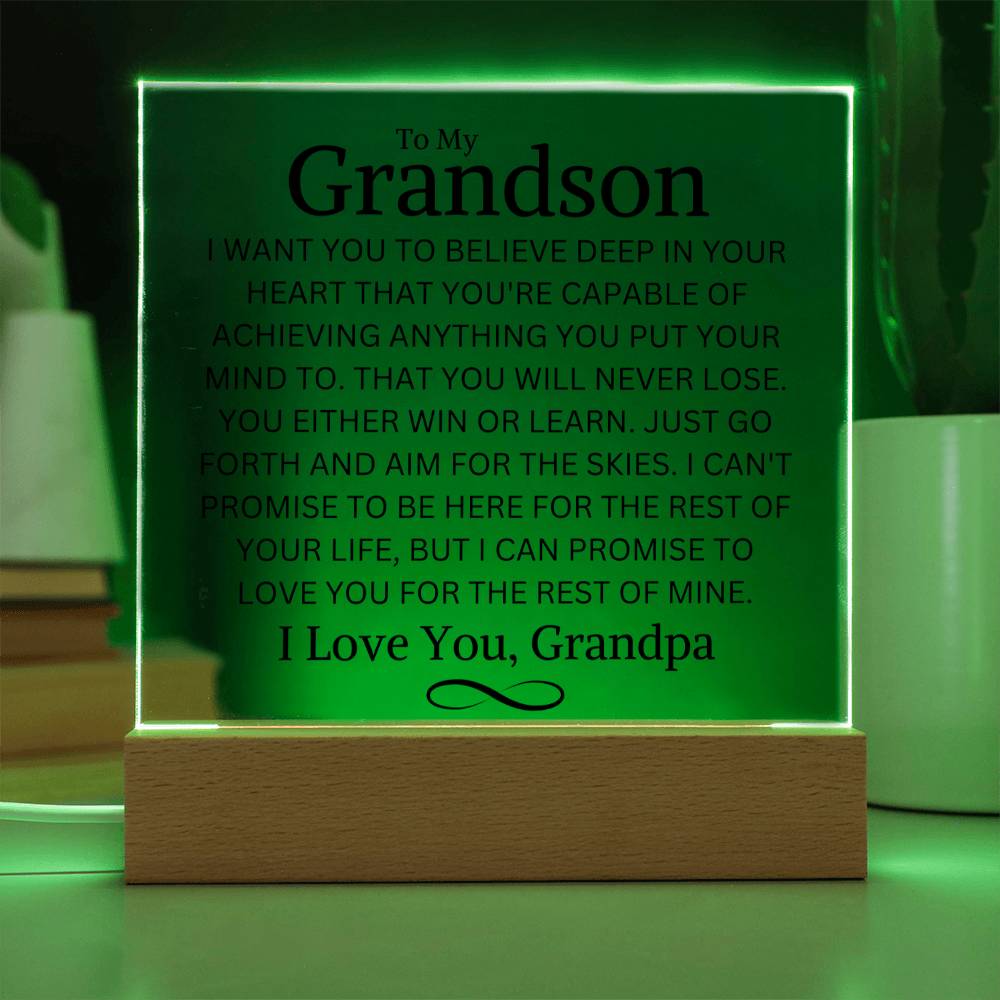 Grandson Love Grandpa "You Never Lose" | Acrylic LED Night Light