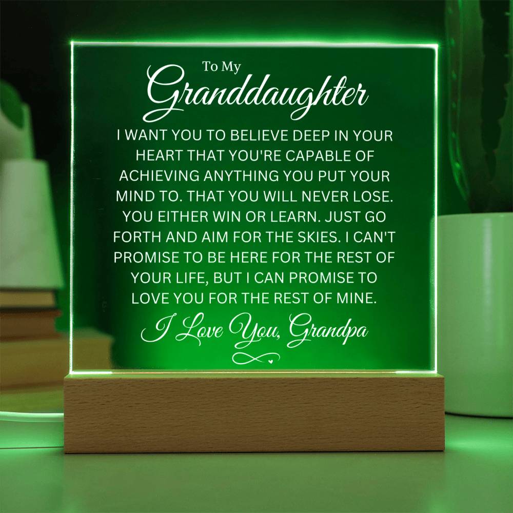 Granddaughter Love Grandpa "You Never Lose" | Acrylic LED Night Light