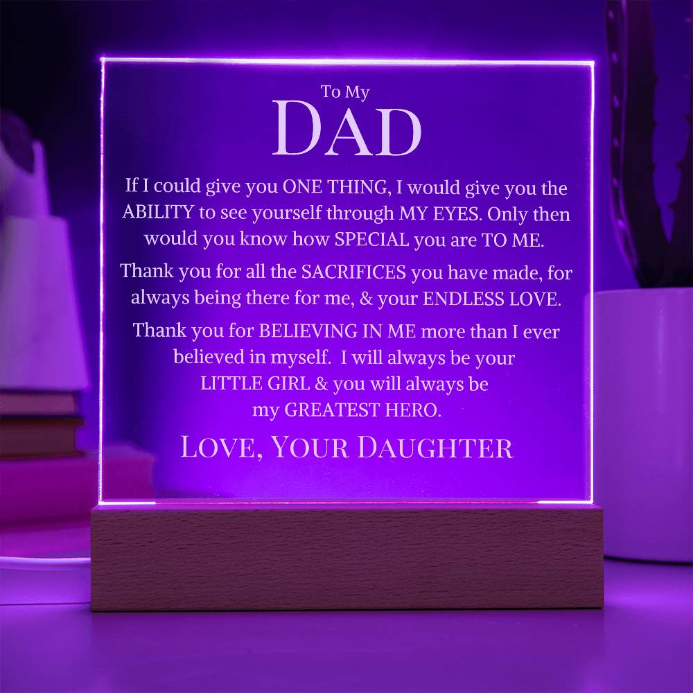 Dad Love Daughter "My Greatest Hero" | Acrylic LED Night Light