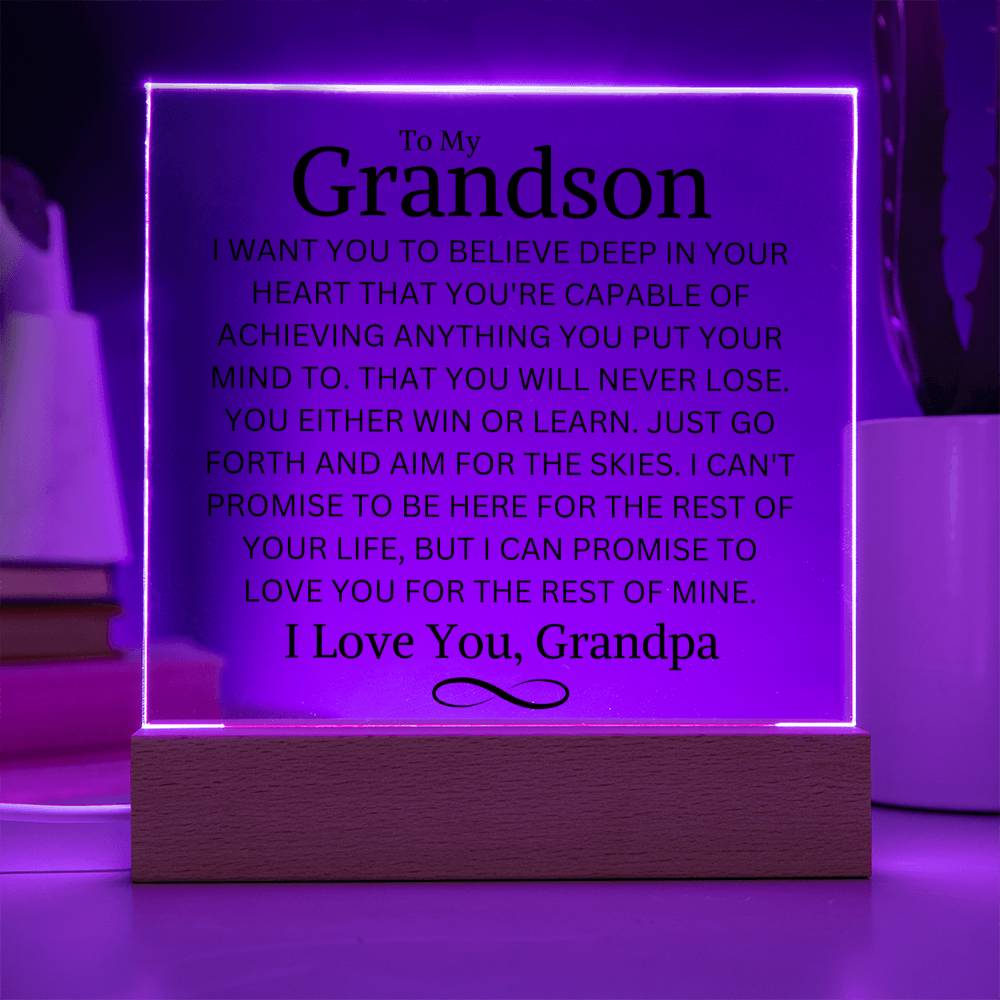 Grandson Love Grandpa "You Never Lose" | Acrylic LED Night Light
