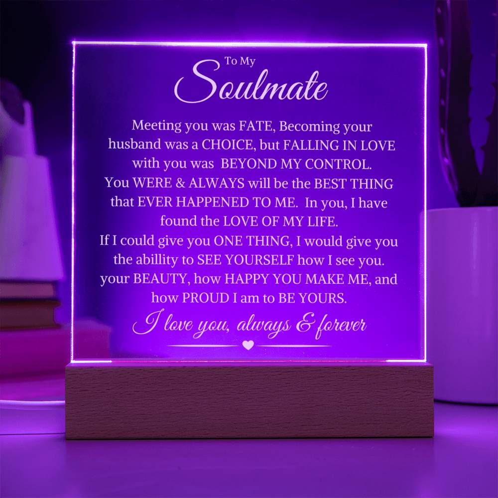 Soulmate "Beyond My Control" From Husband | Square LED Night Light - Shoptopia Jewelry