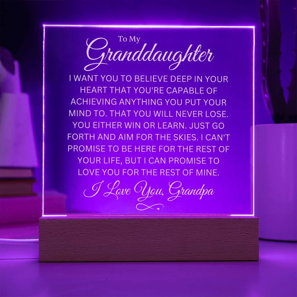 Granddaughter Love Grandpa "You Never Lose" | Acrylic LED Night Light